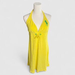 Ralph Lauren Yellow Terrycloth Halter Swim Cover Up Dress